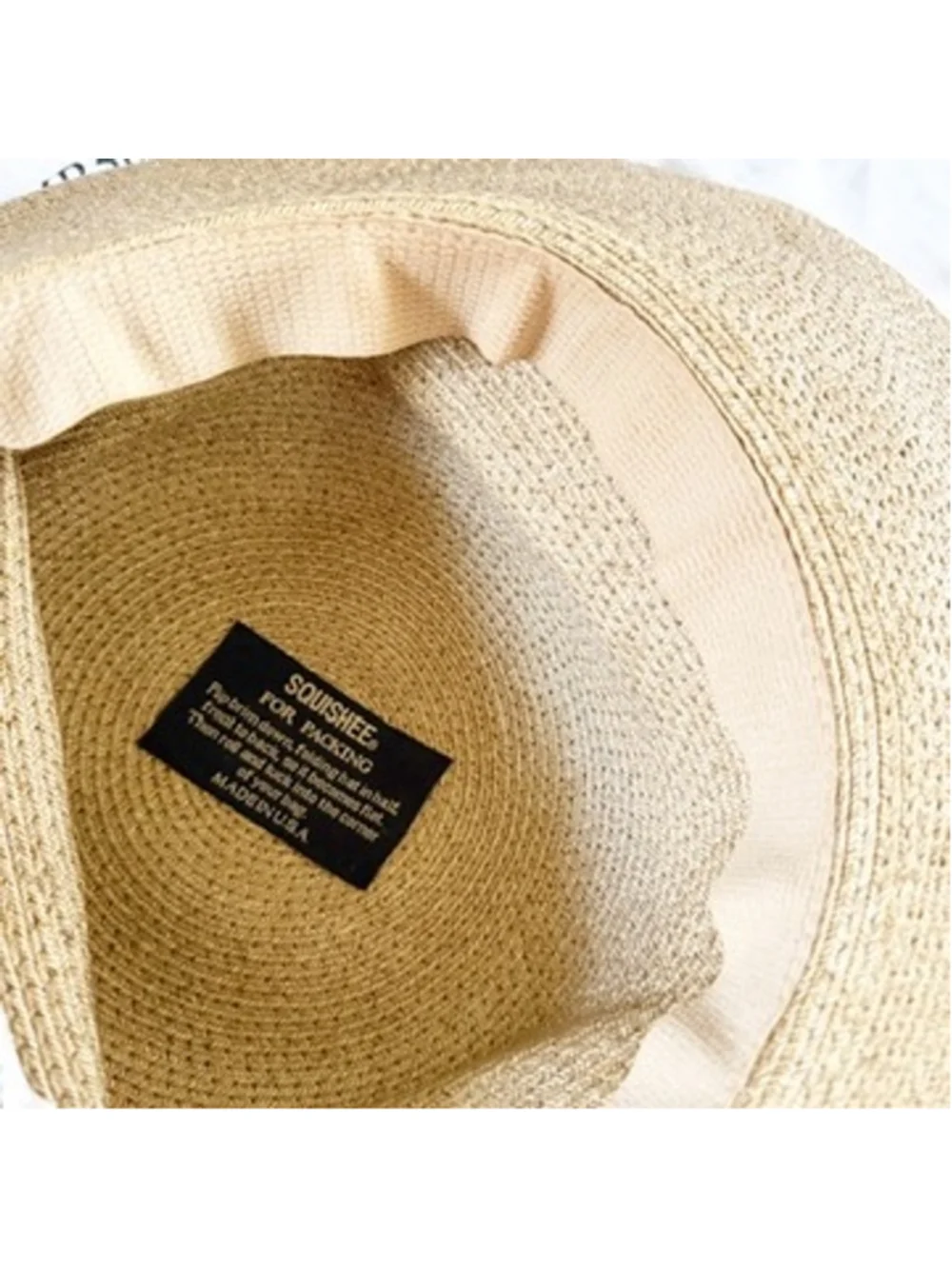 Eric Javits Squishee Raffia Sun Hat Natural Tan Wide Brim Packable Beachy Resort - Picture 9 of 10